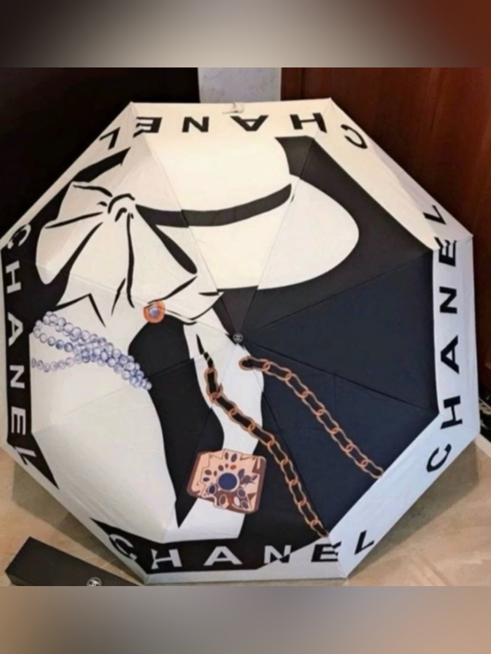 Double C Umbrella with an Elegant Black and White Design New